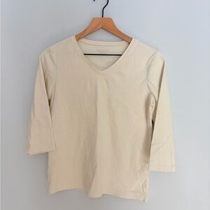 L. L. Bean Women's Cream V-Neck Top